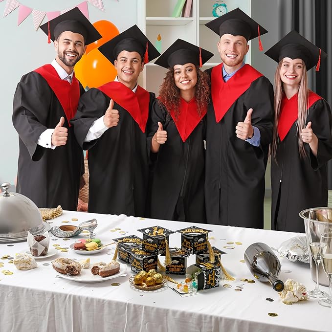 COTOPHER 36 Pack Mini Graduation Cap Gift Boxes, Class of 2025 Graduation Candy Boxes with Tassel, Small Treat Chocolate Box Centerpieces for Tables Party Decorations Graduate Favors Supplies