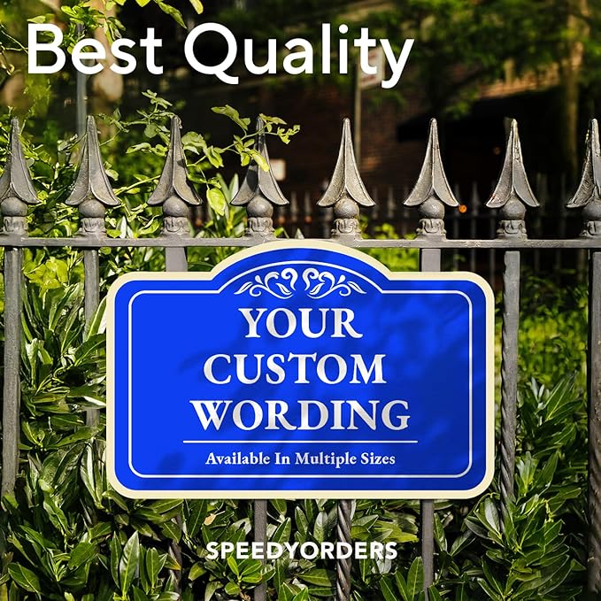 Custom Decorative Outdoor Metal Sign - Personalized Aluminum Sign, Design 1 Blue Steel 42x28 In, Waterproof, Made In USA