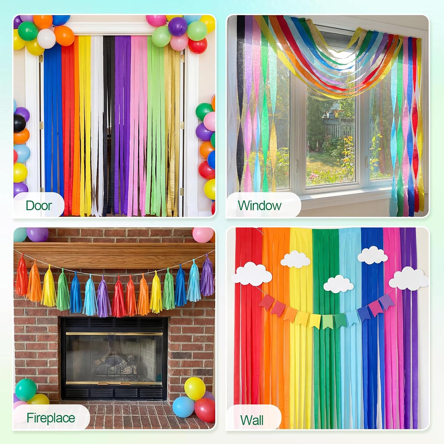 Crepe Paper Streamers 12 Rolls 984ft, 1.77 in x 82 ft, Rainbow Colors | Lightweight Paper, 12 Assorted Colors, Easy to Hang for Birthdays, Weddings, Baby Showers and DIY Crafts