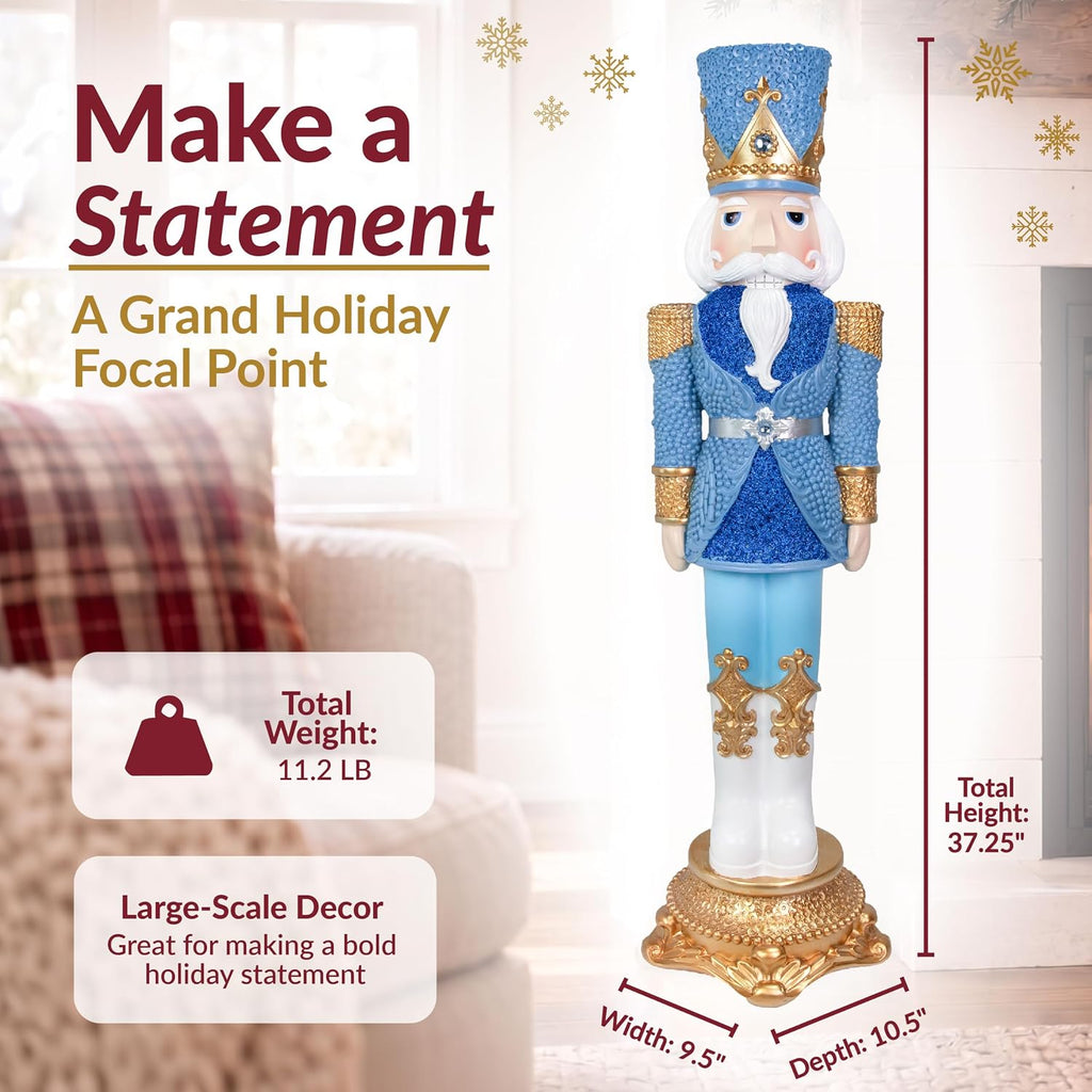 sunnydaze kenneth the princely 3ft nutcracker statue, christmas on a desk or shelf