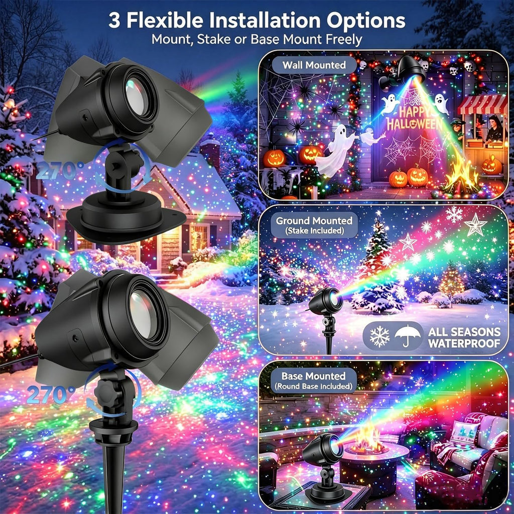 laser christmas projector lights, rgb 3-color moving star, close-up detail