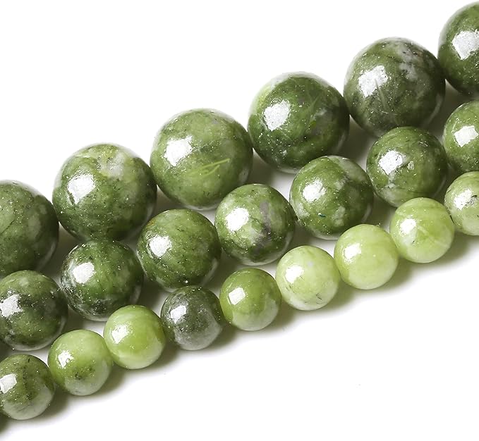 Matcha Green Jade Stone Beads Gemstone Round Crystal Energy Jade Beads Stone Beads for Jewelry Making DIY Bracelet Necklace Jewelry Making 1 Strand 15.5inch 60PCS 6MM