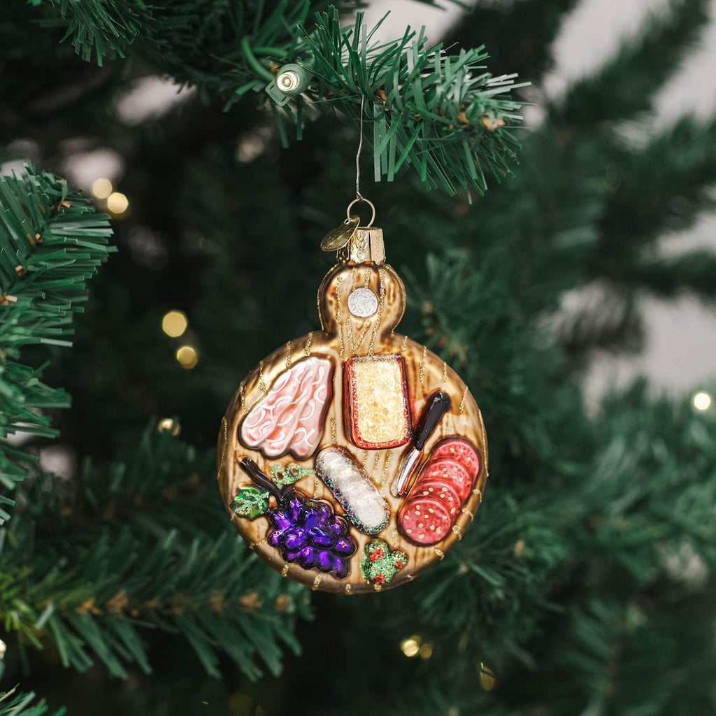 Old World Christmas Charcuterie Board Glass Blown Ornament for Christmas Tree, Handcrafted Holiday Decoration, Food Collection