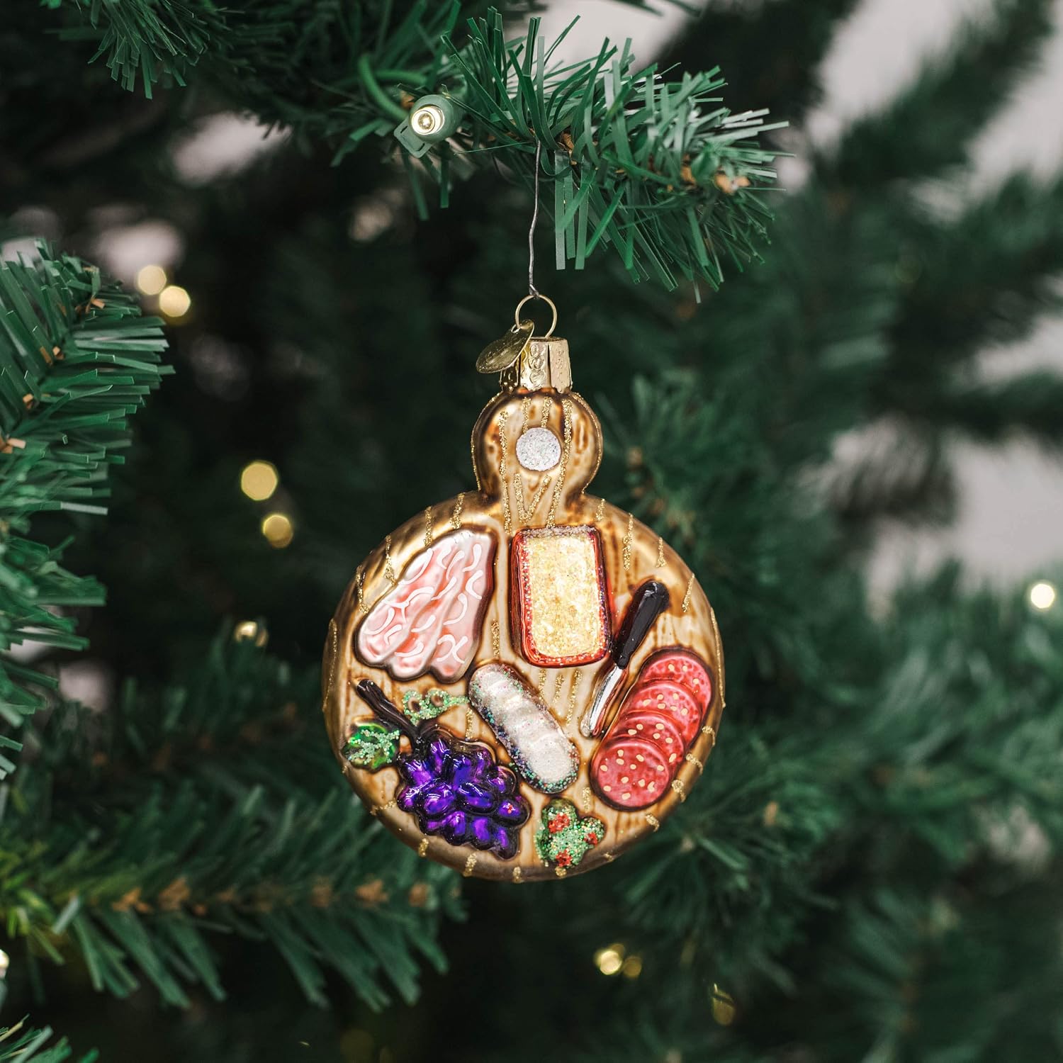 Old World Christmas Charcuterie Board Glass Blown Ornament for Christmas Tree, Handcrafted Holiday Decoration, Food Collection