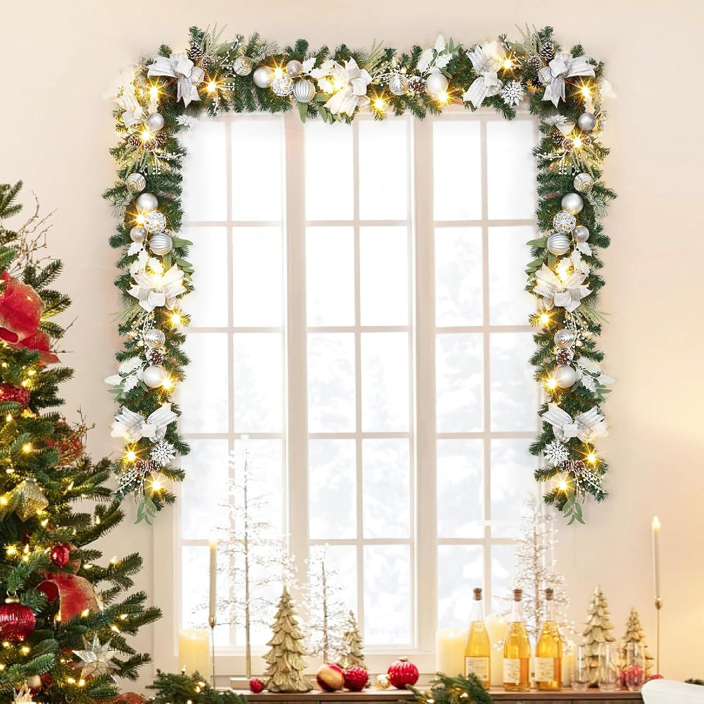 6ft lighted christmas garland, battery operated christmas garland showing dimensions