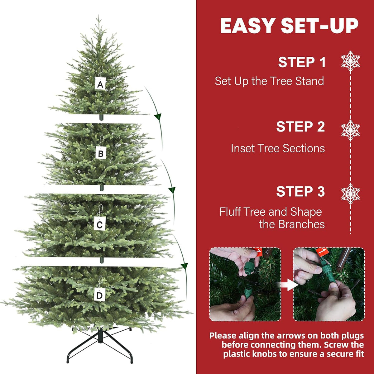 hykolity 9 ft prelit christmas tree with realistic, close-up detail