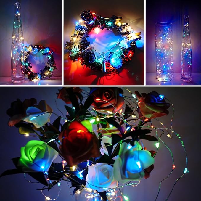 Wine Bottle Lights with Cork 15Pack 10 LED 40 Inches Battery Operated Silver Wire Liquor Fairy Mini String Lights for Party Christmas Halloween Wedding Decoration