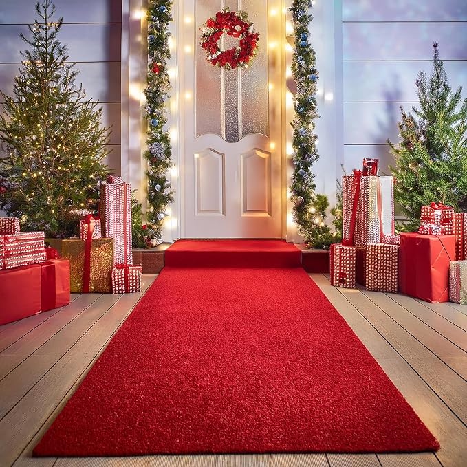 BannerBuzz Hollywood Red Carpet Aisle Non Slip Runner Runway Floor Rug for Step Repeat Backdrop Outdoor Indoor Wedding Christmas Event Birthday Movie Business Office Party Decoration (3' W X 6' H)
