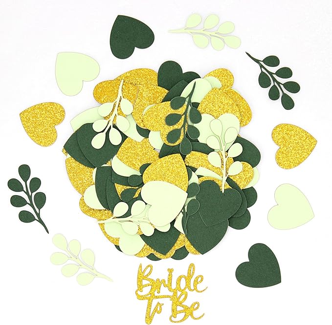 200PC Sage Green Bachelorette Party Decorations Bridal Shower Confetti for Tables Heart and Sage Bride to Be Table Scatters for Engagement Wedding Decor Party Supplies