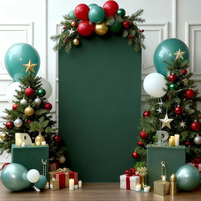 7.2FT Hunter Green Arch Cover - Polyester Fitted Wedding Arch Stand Covers Round Top Chiara Arch Backdrop Cover for Birthday Party Banquet Photo Background Decoration