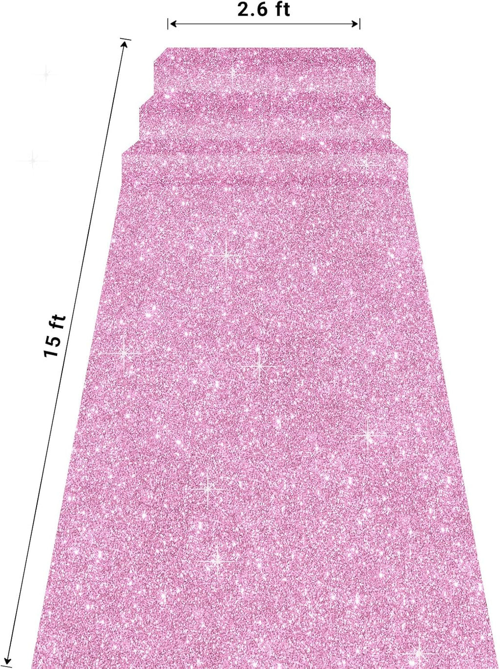 Glitter Carpet Runner for Party -200 GSM Thickness Non-Woven Fabric Runner Rug with Adhesive Tape, Hollywood Carpet for Event, Aisle Runner for Wedding Ceremony (Glitter Pink, 2.6FTx15FT)