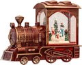 Eldnacele Singing Christmas Train Snow Globe with Music & Timer, Lighted-up Battery Operated Glittering Lantern for Christmas Table Centerpiece Decoration and Gift- Snowman