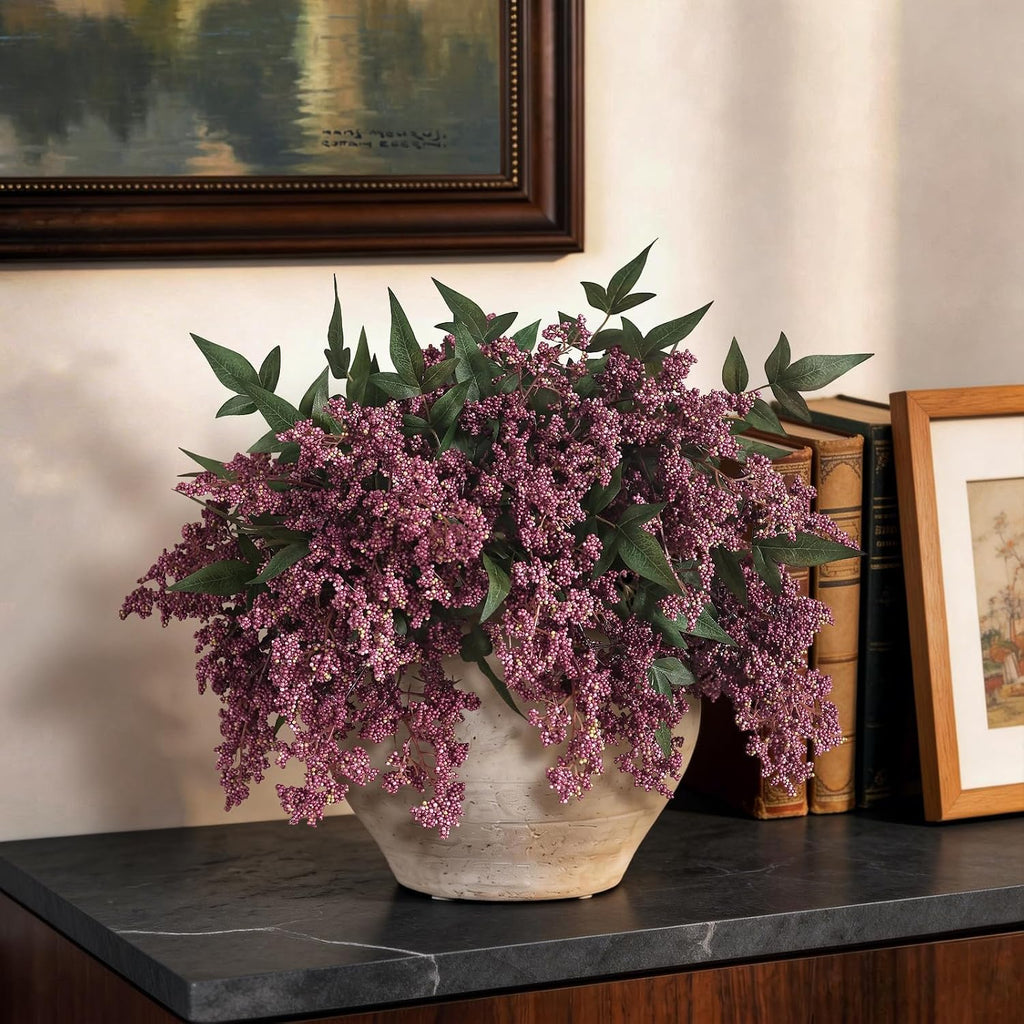 17"lifelike artificial nandina berry stems for vase decor(dusty shown in use
