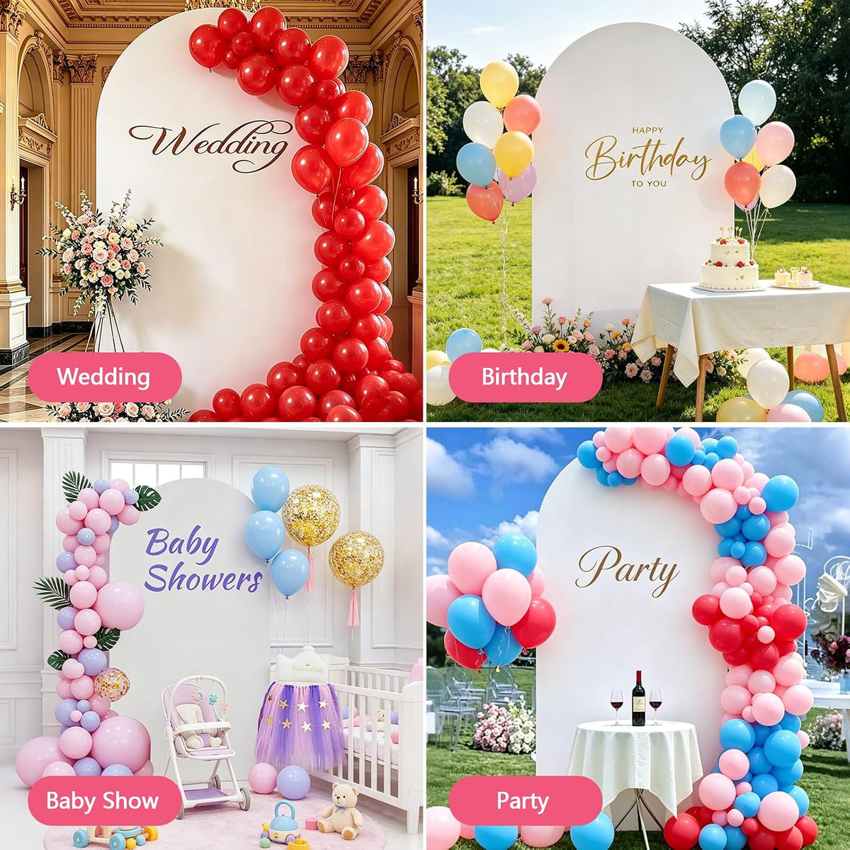 6FT Arch Backdrop Stand and White Cover Set,Balloon Arch Stand