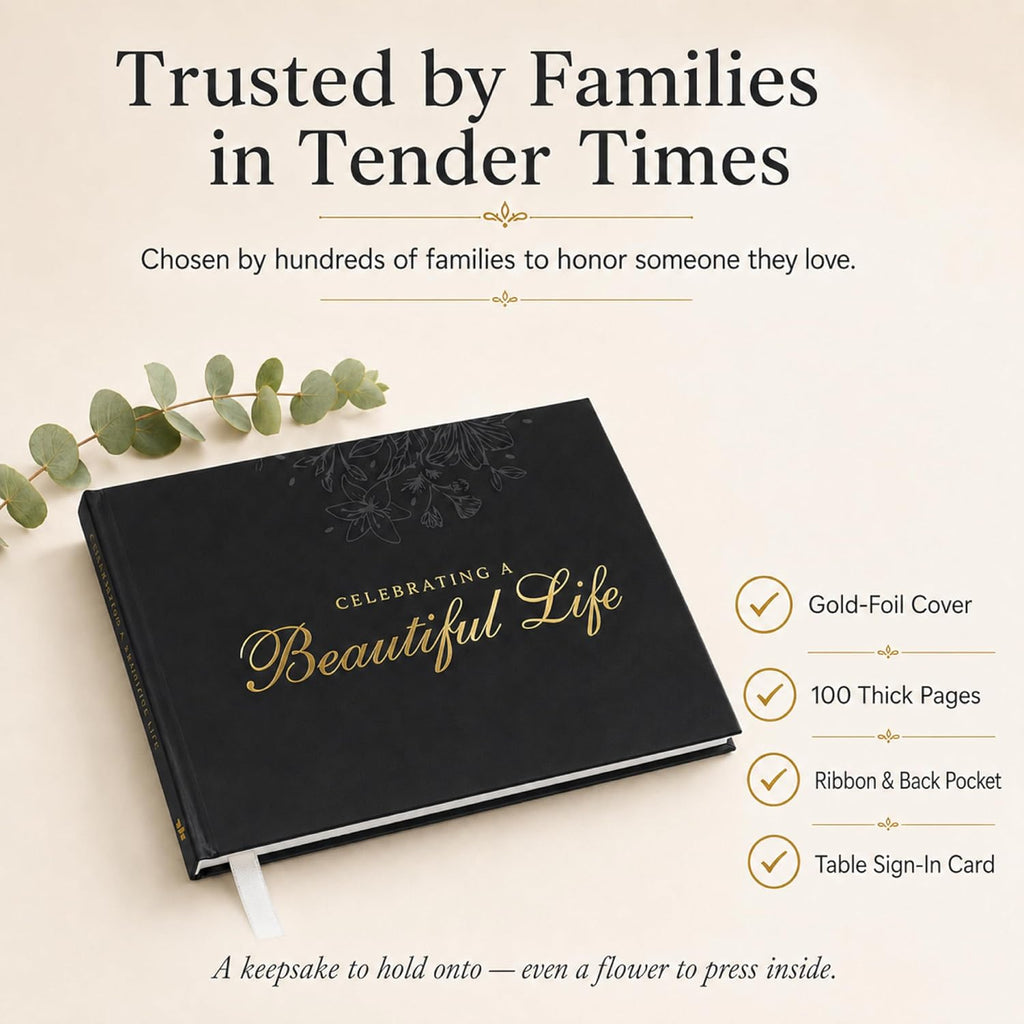 Funeral Guest Book for Memorial Service | Celebration of Life Sign-In Book to Honor and Remember Loved Ones – Elegant Memory Keepsake for Guests to Share Condolences
