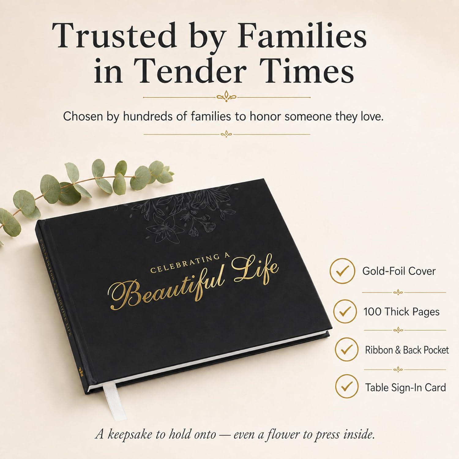 Funeral Guest Book for Memorial Service | Celebration of Life Sign-In Book to Honor and Remember Loved Ones – Elegant Memory Keepsake for Guests to Share Condolences