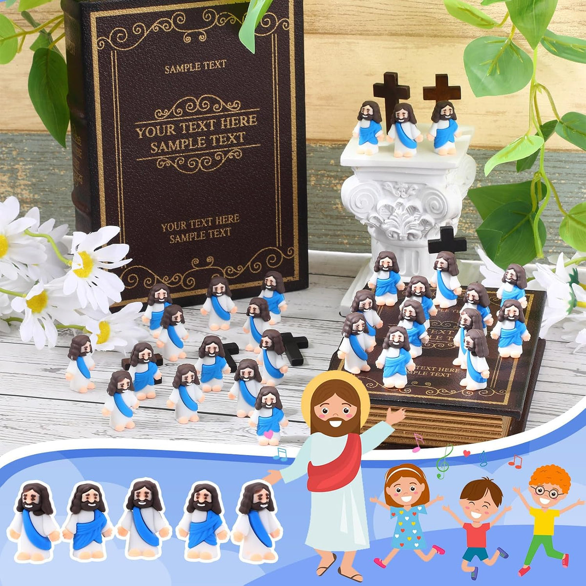 Bememo 300 Pcs Little Jesus Figures Bulk Original Design Mini Pocket Jesus Ru...