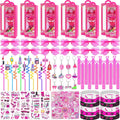184Pcs Pink Girls Party Favors Pack - For 12Guests, Includ Goodie Box Heart Glasses Straws Bubble Wands Tattoo Sticker Bracelet Keychain, for Kids Girls Birthday Party Decoration Supplies