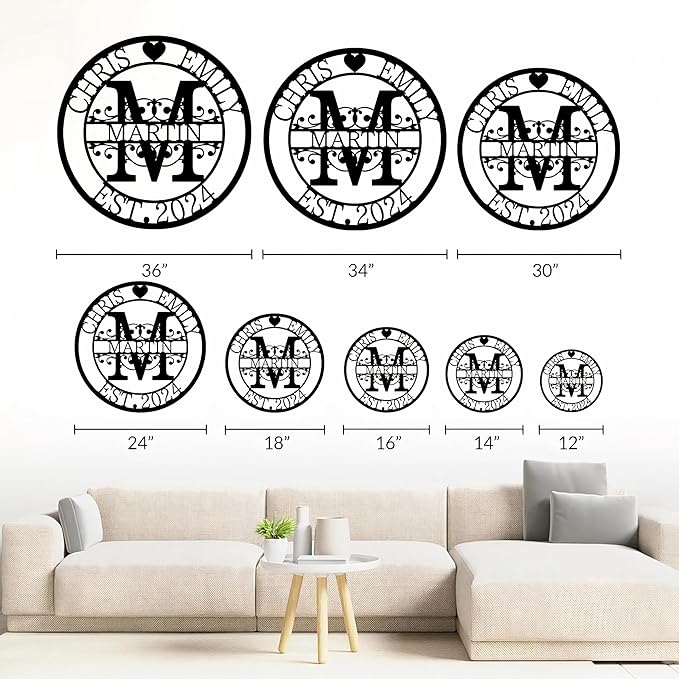Personalized Metal Name Signs, Split Letter Monogram Wall Decor, Custom Last Name Sign, Family Name Sign for Outdoor, Personalized Wedding Gift, Garden Decor, Metal Wall Art, Housewarming Gift