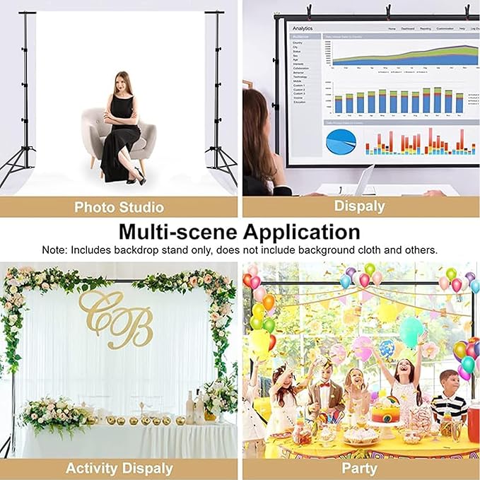 Photo Backdrop Stand 9ft x 10ft Photograhy Adjustable Background Stands Support Kit with Carry Bag for Photo Studio, Photoshoot, Parties, Photographic Equipments