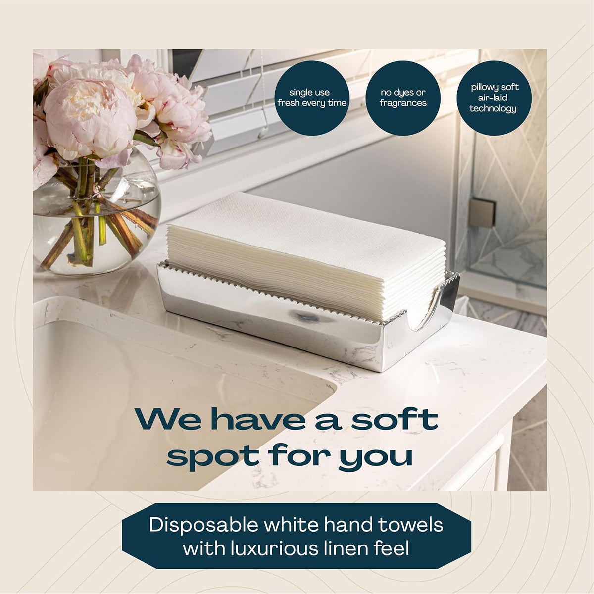 Lintext Disposable Linen-Feel Guest Towels - 12" x 17" Cloth-Like H...