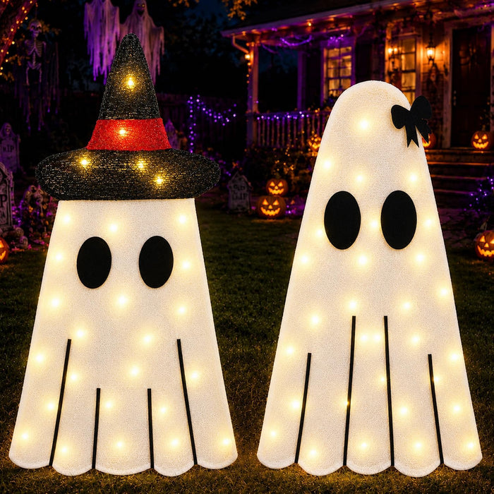 2 Pack 30Inch Halloween Decorations Outdoor Light Up Ghost Decor