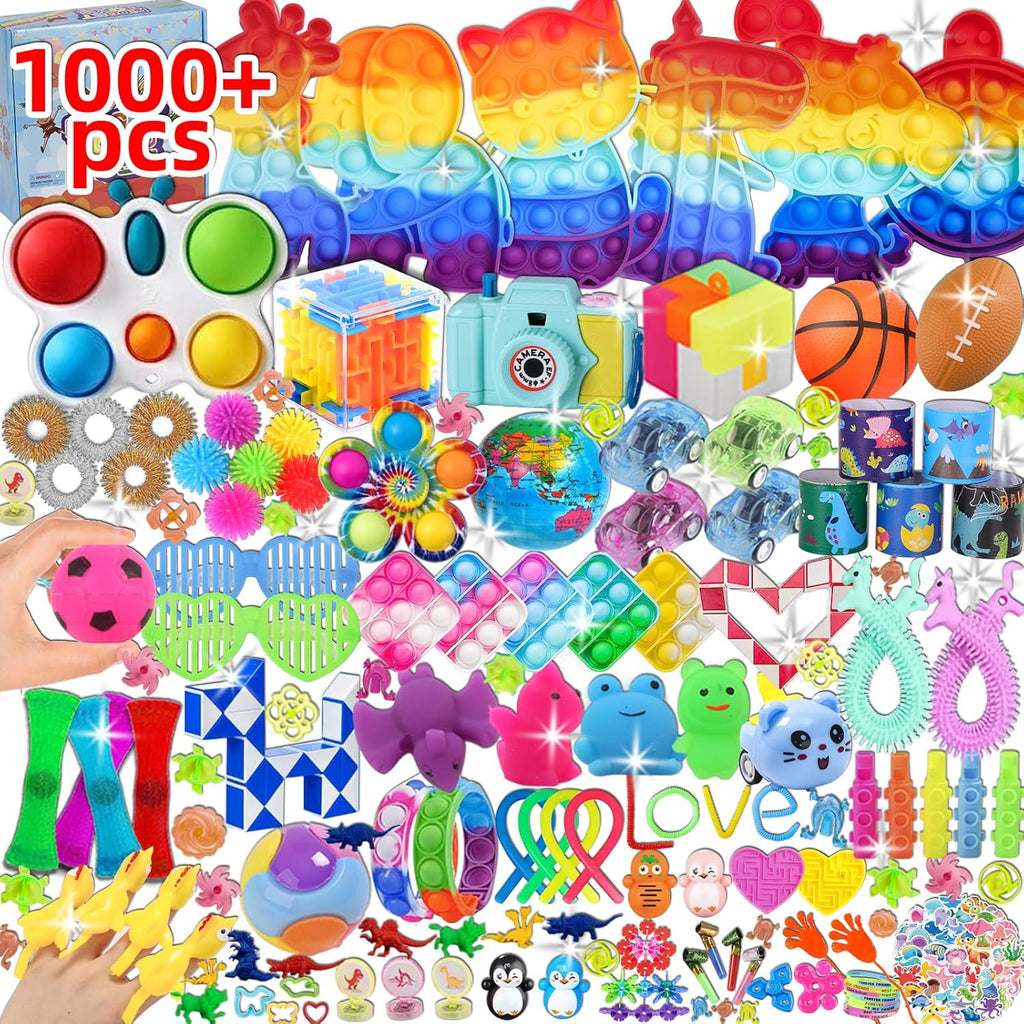 1000 Pcs Party Favors for Kids, Fidget Toys Bulk, Birthday Gift Toys, Fidgets Stocking Stuffers, Treasure Box Birthday Party, Goodie Bag Stuffers, Carnival Prizes, Pinata Filler Stuffers for Classroom