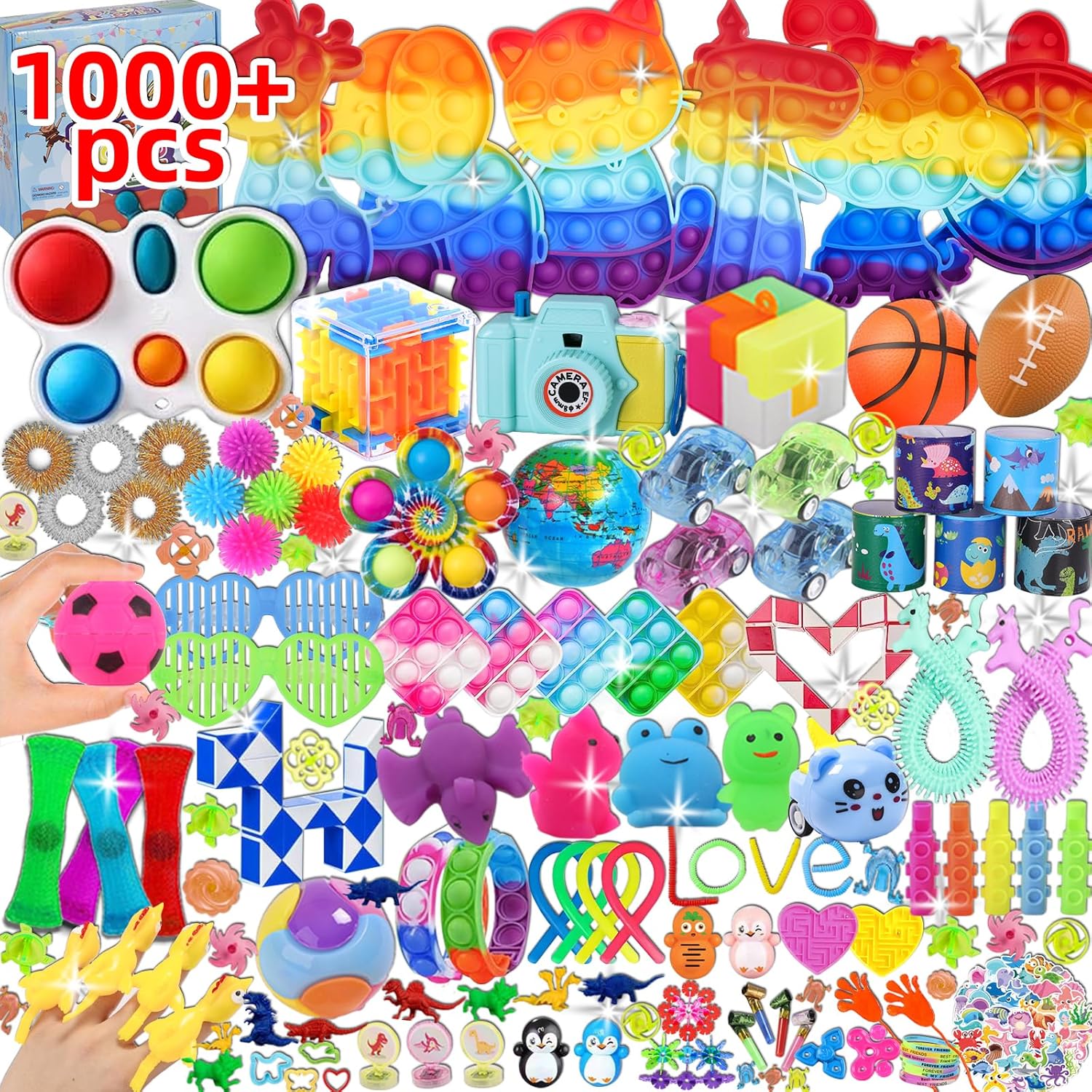 1000 Pcs Party Favors for Kids, Fidget Toys Bulk, Birthday Gift Toys, Fidgets Stocking Stuffers, Treasure Box Birthday Party, Goodie Bag Stuffers, Carnival Prizes, Pinata Filler Stuffers for Classroom