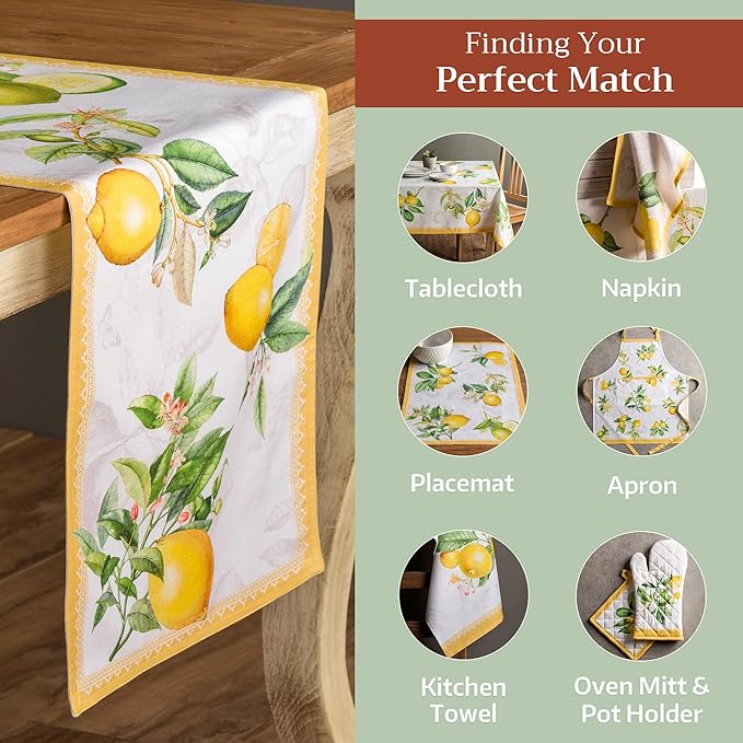 Maison d' Hermine Table runner 100% Cotton Double Layer Table Runners 72 inches long Decorative for Home Kitchen Dining Party Baby Shower Wedding Bridal Shower Spring Summer (Limoncello, 14.50" x 72")