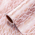 WRAPAHOLIC Pink Wrapping Paper Roll - 17 Inch x 33 Feet - Metallic Rose Gold Leaves Wedding Wrapping Paper for Birthday, Baby Shower, Wedding, Bridal Shower