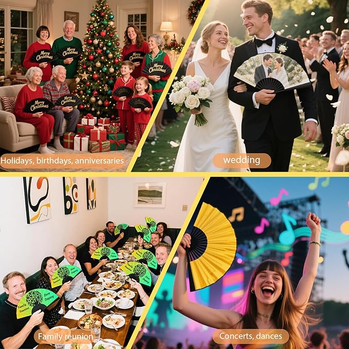 Custom Fans with Your Photo/Text - Personalized Folding Hand Fan for Line Dancing, Weddings, Parties | Decorative Gift for Women, Church Events & Dance Performances (5, 13 Inch)