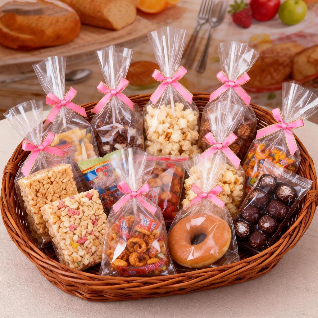 ROSPAKTEK 100 Pcs 4x6 Inch Clear Rice Krispie Treat Bags - Rice Kit Cakesicle Bags for Marshmallow, Macaron Pop, Candy, Apple Cookies, Cake Ore Pop Packaging (Individually Wrapped)