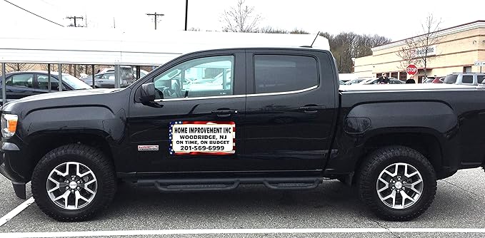 Vehicle Magnets sign With Custom Lettering 12" X 24" (Set of 2) -Landscape, Construction, Handy man, Plumbing, car repair shop - US Flag
