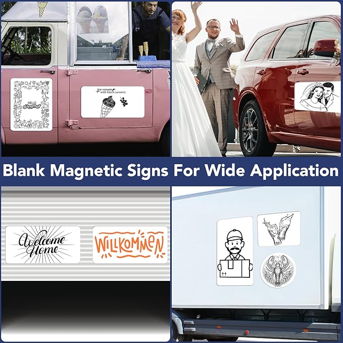 DIYMAG 2Pcs Blank Car Magnets, 24x12 Inch Cars Door Magnet Signs Rounded Corners Flexible Magnetic Bumper Sticker to Advertise Cover Logo Prevent Vehicle Scratches Dents