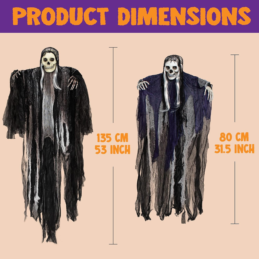 joyin 3 pack hanging halloween skeleton ghosts decorations showing dimensions