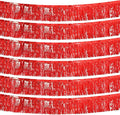 Red Foil Fringe Garland 10FT 6packs, Metallic Foil Tinsel Fringe Banners for Parade Float Decorations Wedding, Birthday Party Graduation (six Red)