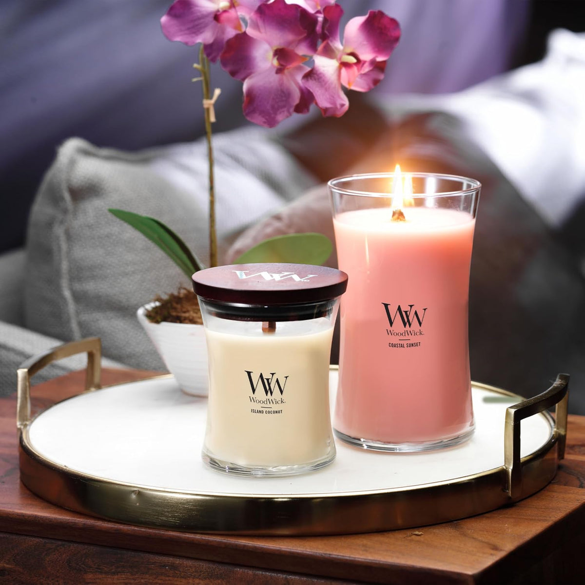 WoodWick Coastal Sunset Scented Candle, Crackling Wick, 21.5oz