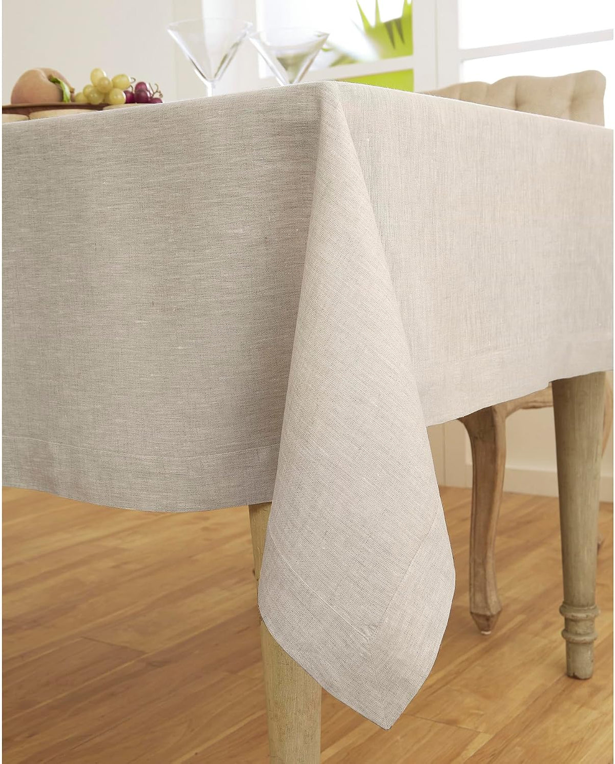 Solino Home 100% Pure Linen Tablecloth Natural Woven, Athena 54 x 72 in