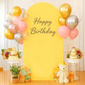 6.6FT Yellow Arch Backdrop Cover - Polyester Fitted Wedding Arch Stand Covers Round Top Chiara Arch Backdrop Cover for Birthday Party Banquet Photo Background Decoration