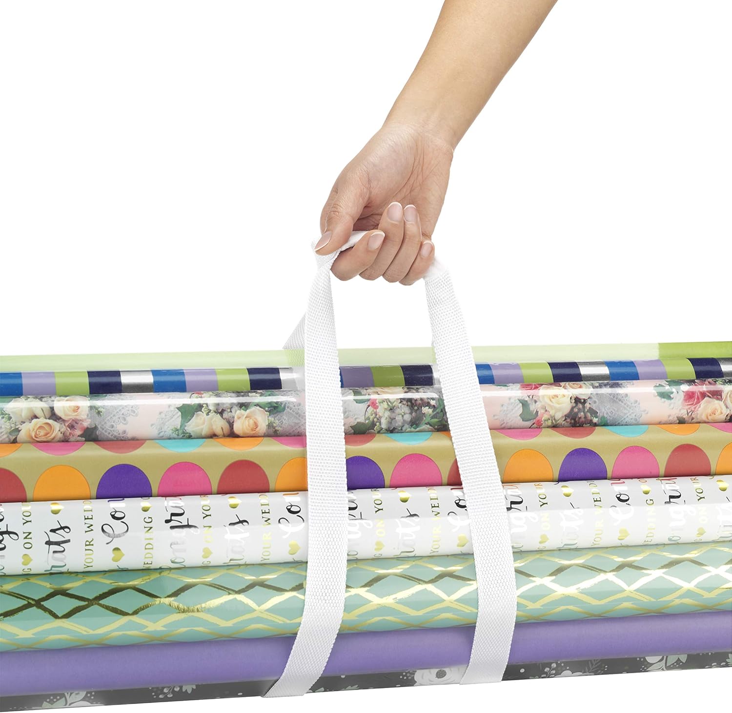 Whitmor 6044-4924 Clear Gift Wrap Organizer - Zippered Storage for 25 Rolls