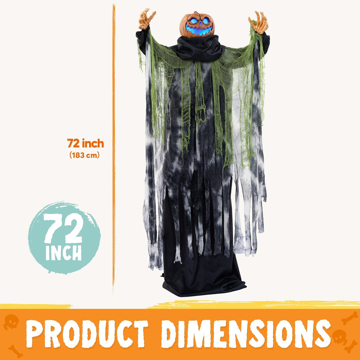 JOYIN Halloween Decorations Outdoor Life Size Animatronics Ghost Pumpkin Deco...