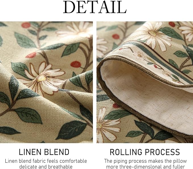 ISAENNE Designer Green Elegant Linen Table Runner 102 Inches Long,Flower and Leaves Pattern Wrinkle Resistant Table Runners for Dining Tables,Thanksgiving,Kitchen Tables,Christmas,12"*102"-Brune