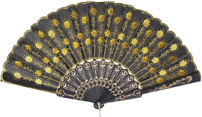 QIRMIZI 30 Pack Fabric Folding Handheld Fans, Perfect for Weddings, Parties, and Dancing,Yellow