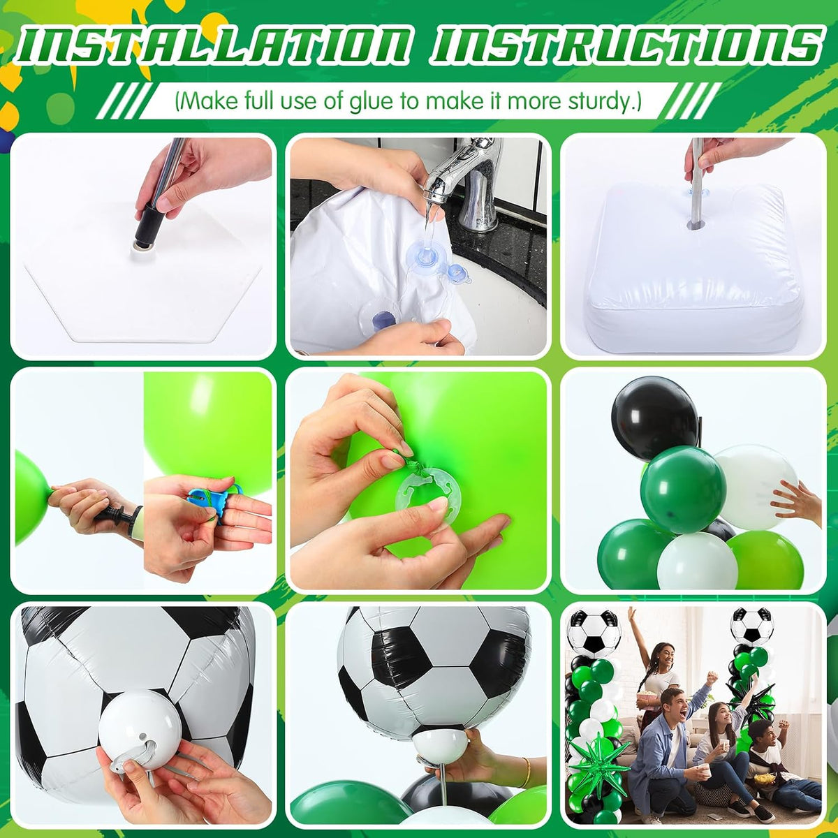 kasyat 2 sets soccer balloon column stand kit shown in use