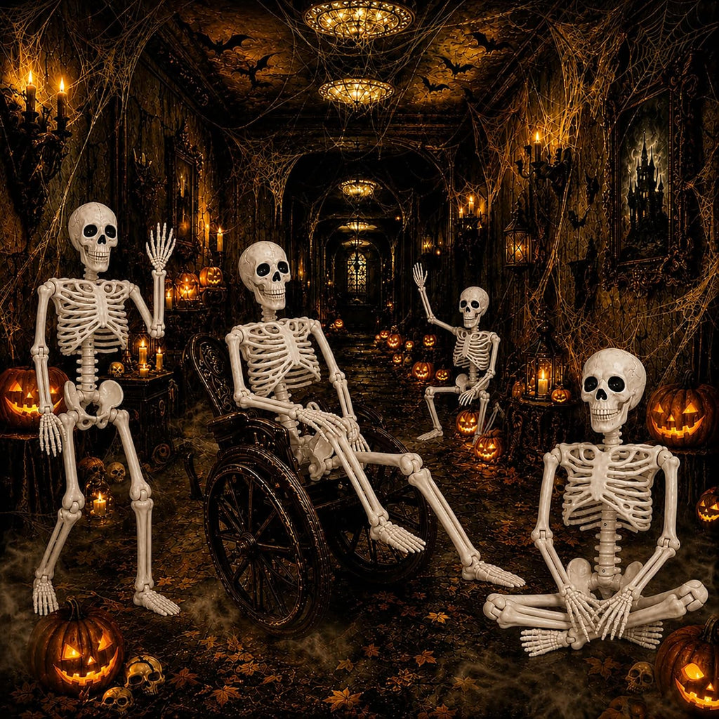 halloween skeleton decorations,36" posable human skeleton decorations for showing dimensions
