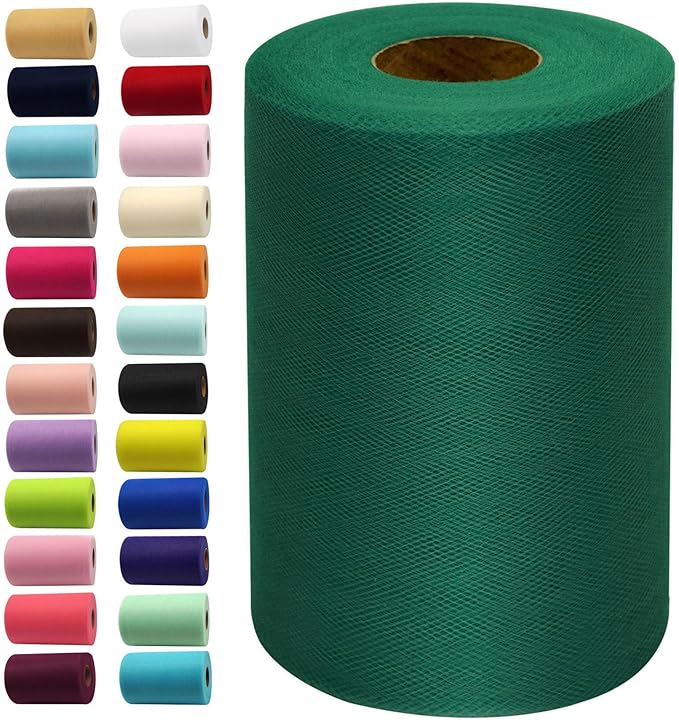 Hunter Green Tulle Fabric Rolls 6 Inch by 100 Yards (300 feet) Fabric Spool Tulle Ribbon for DIY Tutu Bow Baby Shower Birthday Party Wedding Decorations Christmas Craft Supplies