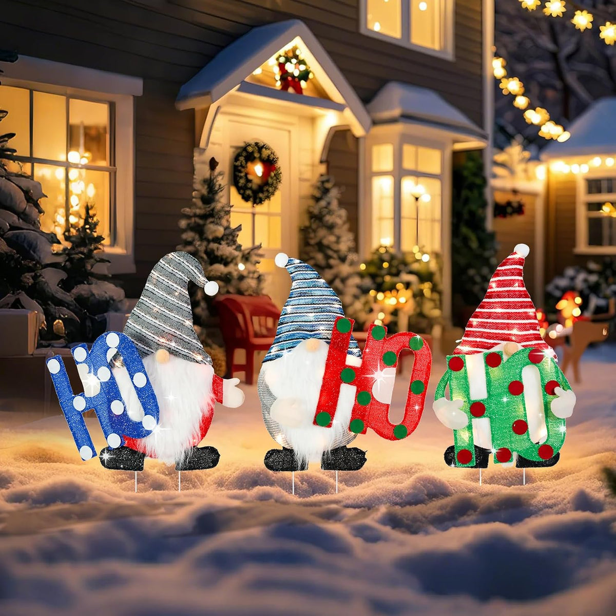 mumtop lighted christmas gnome yard stakes for outdoor, main product view