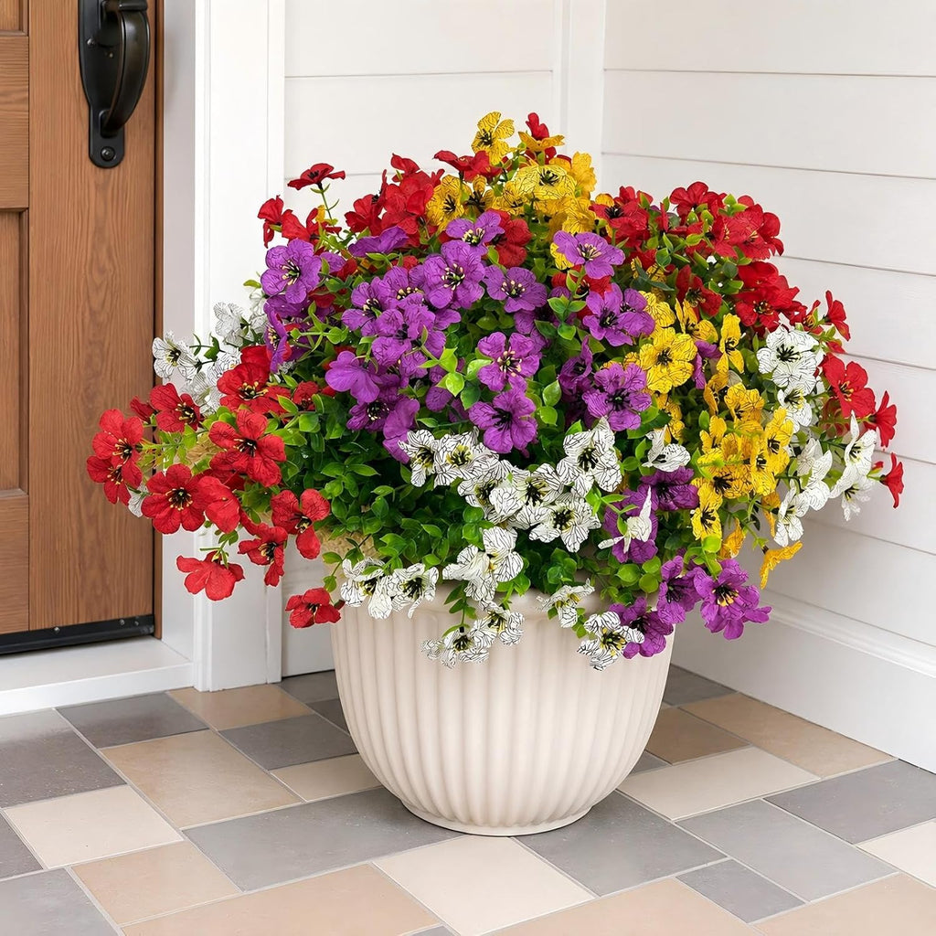 24 bundles artificial fake flowers for outdoors indoor, side view