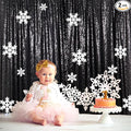 ShinyBeauty 2Pcs 5FTx10FT Black Sequin Backdrop Curtain | Glitter Wedding & Photography Background | Elegant Shimmer Curtains for Events & Parties