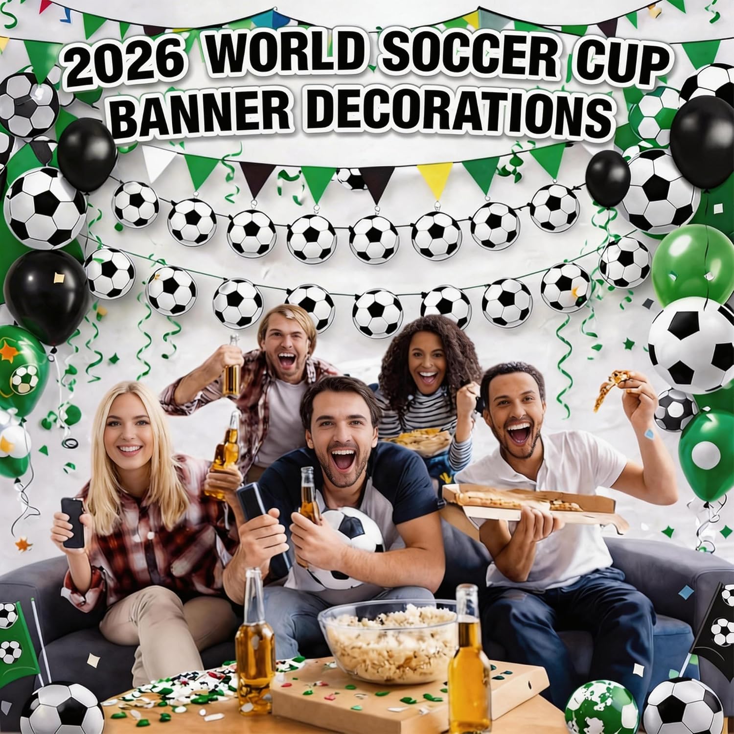 Soccer Birthday Party Decorations - 24PCS Soccer Party Banners for 2026 World Soccer Cup Merchandise | Soccer Party Decorations Hanging Backdrop for Birthday Party Home Classroom Favor Supplies Decor